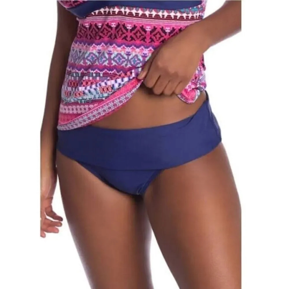 Next Good Karma Banded Retro Bikini Bottoms Navy